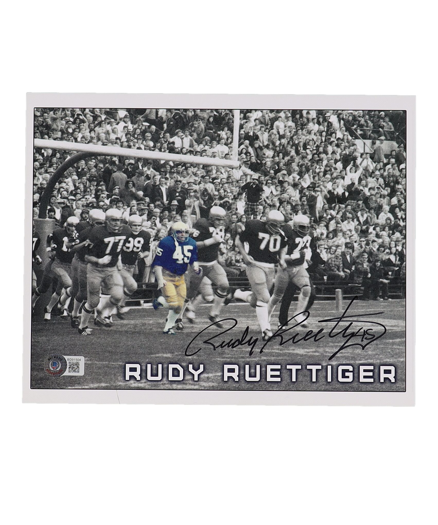 Rudy Ruettiger Signed Notre Dame Fighting Irish 8x10 Photo (Beckett) at PristineAuction.com Rudy Ruettiger Signed Notre Dame Fighting Irish 8x10 Photo (Beckett) at PristineAuction.com