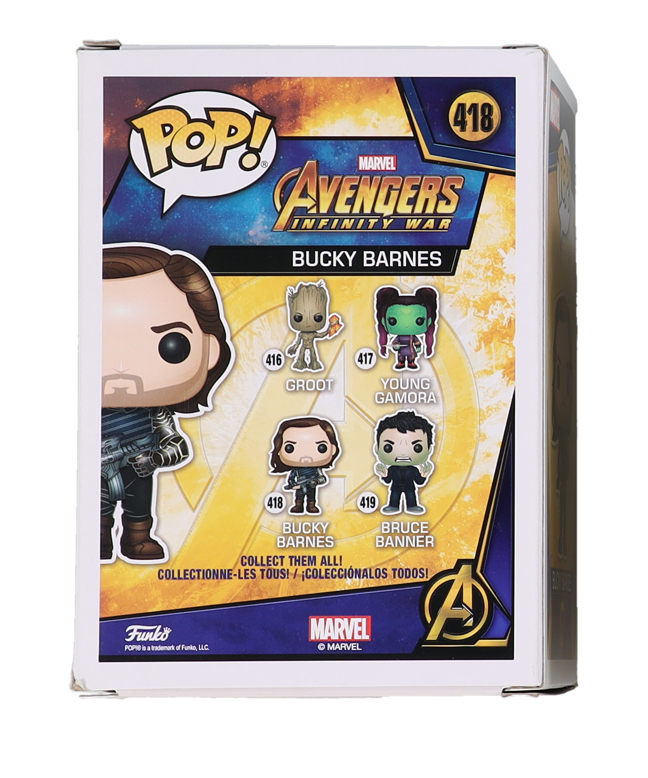 Sebastian Stan Signed "The Avengers: Infinity War" #418 Bucky Barnes Bobble-Head Funko Pop! Vinyl Figure (PSA) at PristineAuction.com Sebastian Stan Signed "The Avengers: Infinity War" #418 Bucky Barnes Bobble-Head Funko Pop! Vinyl Figure (PSA) at PristineAuction.com