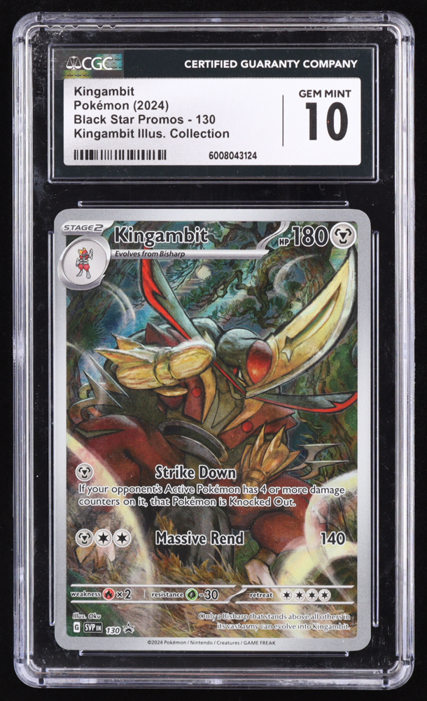 Kingambit 2023-24 Pokemon Scarlet and Violet Black Star Promos #130 (CGC 10) at PristineAuction.com Kingambit 2023-24 Pokemon Scarlet and Violet Black Star Promos #130 (CGC 10) at PristineAuction.com