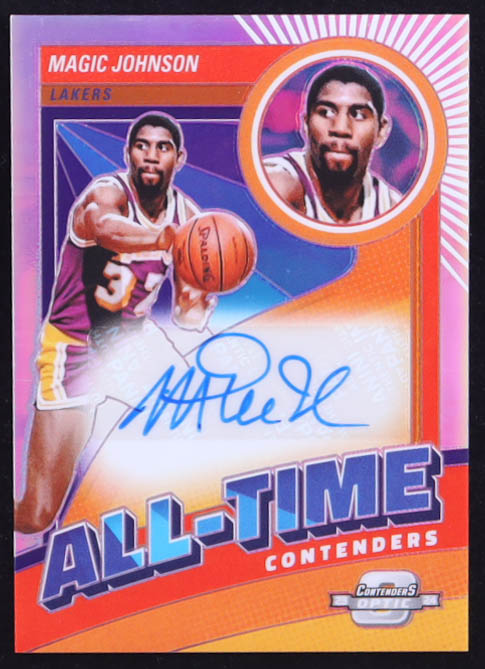 Magic Johnson 2023-24 Panini Contenders Optic All-Time Contenders Autographs #23 #17/25 at PristineAuction.com Magic Johnson 2023-24 Panini Contenders Optic All-Time Contenders Autographs #23 #17/25 at PristineAuction.com