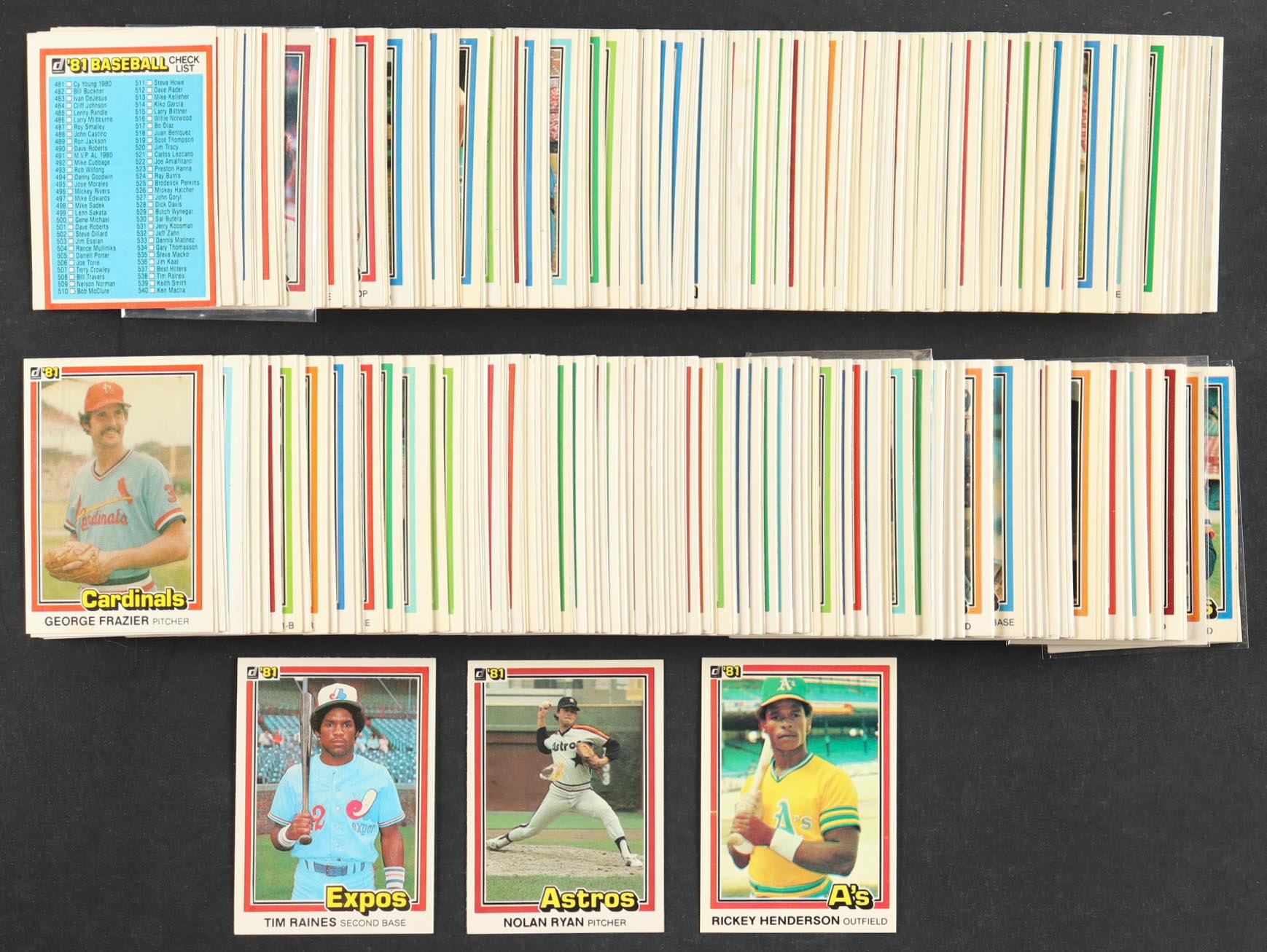 1981 Donruss Baseball Complete Set of (660) Cards with Rickey Henderson #119, Nolan Ryan #260, Tim Raines #538 at PristineAuction.com 1981 Donruss Baseball Complete Set of (660) Cards with Rickey Henderson #119, Nolan Ryan #260, Tim Raines #538 at PristineAuction.com
