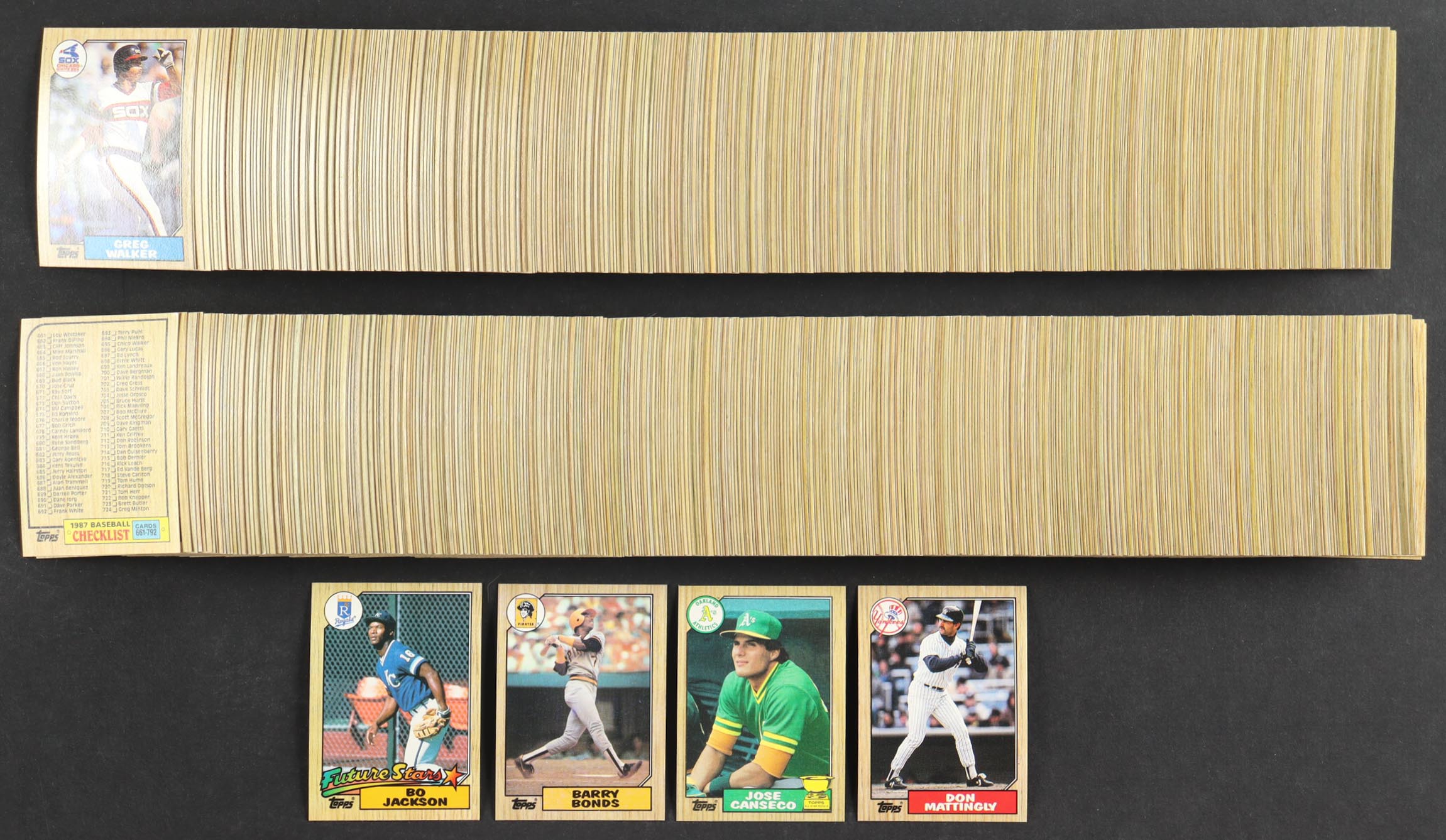 1987 Topps Baseball Complete Set of (792) Cards with Bo Jackson #170 RC, Barry Bonds #320 RC, Jose Canseco #620, Don Mattingly #500 at PristineAuction.com 1987 Topps Baseball Complete Set of (792) Cards with Bo Jackson #170 RC, Barry Bonds #320 RC, Jose Canseco #620, Don Mattingly #500 at PristineAuction.com