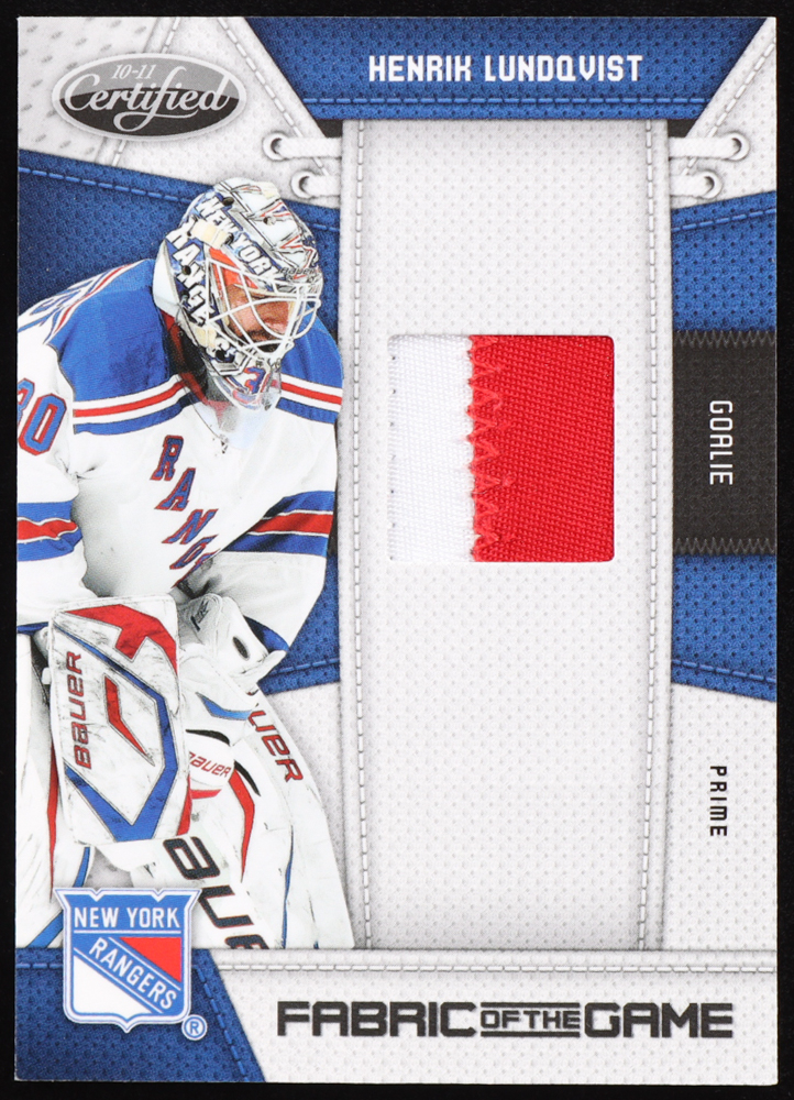Henrik Lundqvist 2010-11 Certified Fabric of the Game Prime #HL #7/25