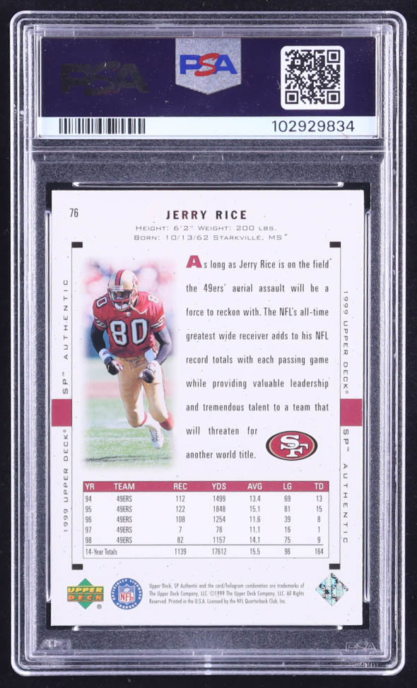 Jerry Rice 1999 SP Authentic #76 (PSA 10) at PristineAuction.com Jerry Rice 1999 SP Authentic #76 (PSA 10) at PristineAuction.com