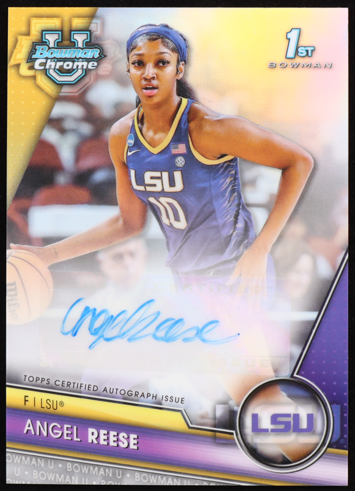 Angel Reese 2023-24 Bowman Chrome University Prospect Autographs Refractors #BCPAAR RC #92/250 at PristineAuction.com Angel Reese 2023-24 Bowman Chrome University Prospect Autographs Refractors #BCPAAR RC #92/250 at PristineAuction.com