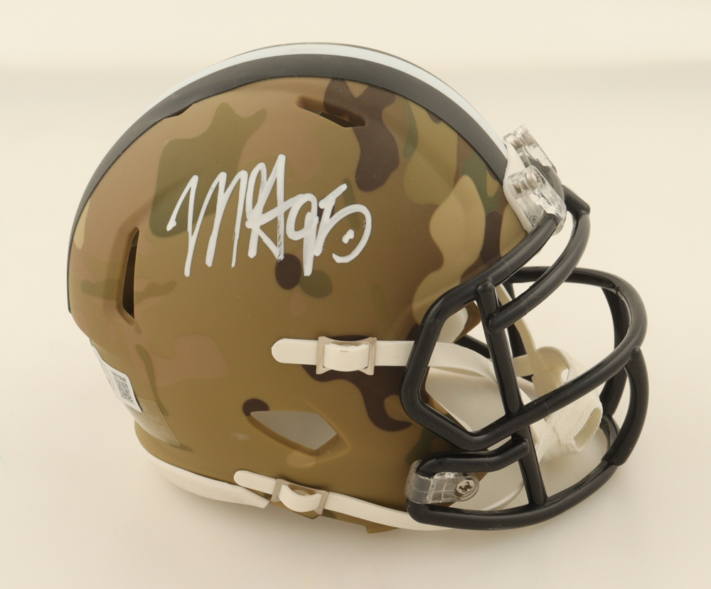 Myles Garrett Signed Browns Camo Alternate Speed Mini Helmet (Beckett) at PristineAuction.com Myles Garrett Signed Browns Camo Alternate Speed Mini Helmet (Beckett) at PristineAuction.com