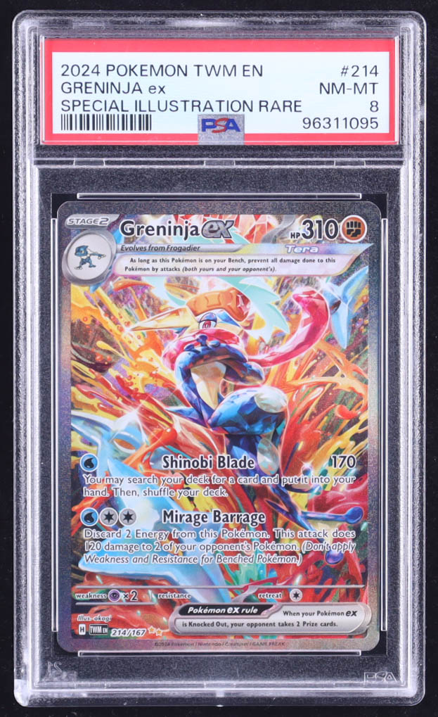 Greninja ex 2024 Pokemon Scarlet and Violet Twilight Masquerade #214 (PSA 8) at PristineAuction.com Greninja ex 2024 Pokemon Scarlet and Violet Twilight Masquerade #214 (PSA 8) at PristineAuction.com