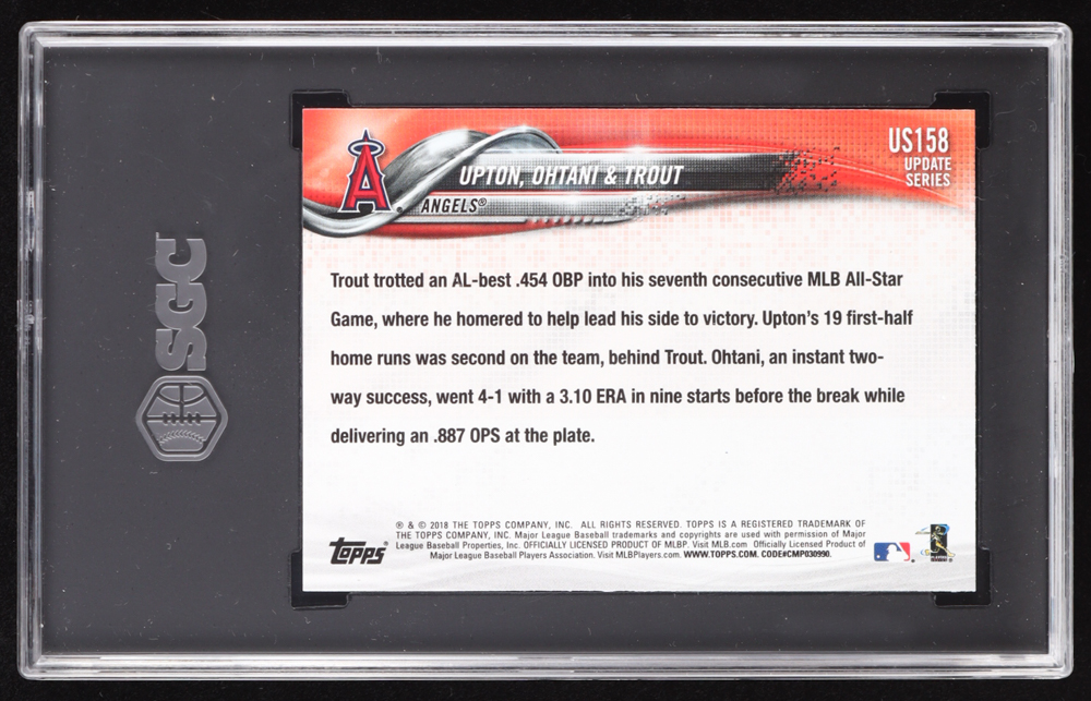 Justin Upton / Shohei Ohtani / Mike Trout 2018 Topps Update #US158 Next Stop, Stardom (SGC 10) at PristineAuction.com Justin Upton / Shohei Ohtani / Mike Trout 2018 Topps Update #US158 Next Stop, Stardom (SGC 10) at PristineAuction.com
