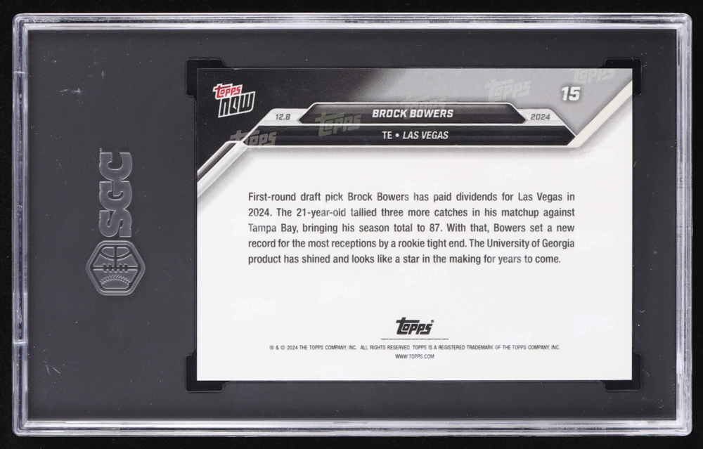 Brock Bowers 2024 Topps Now #15 RC (SGC 9.5) at PristineAuction.com Brock Bowers 2024 Topps Now #15 RC (SGC 9.5) at PristineAuction.com