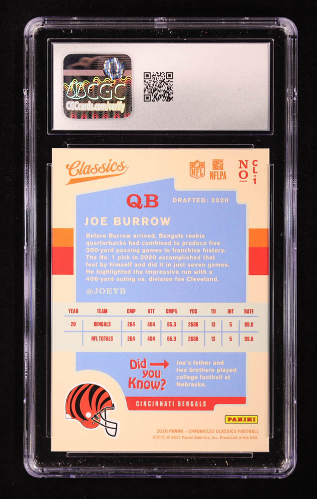 Joe Burrow 2020 Classics #1 RC (CGC 10) at PristineAuction.com Joe Burrow 2020 Classics #1 RC (CGC 10) at PristineAuction.com