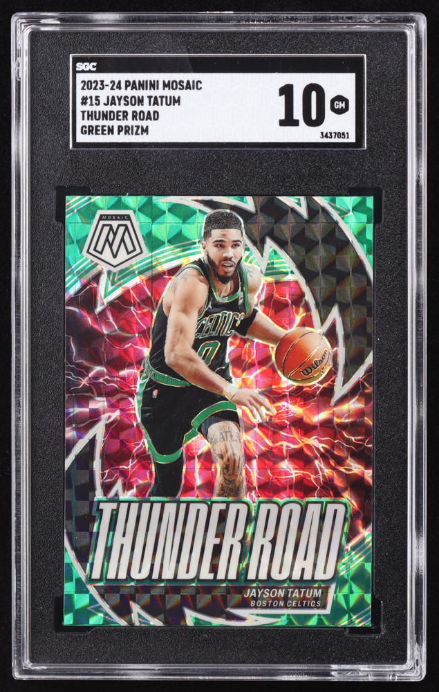 Anthony Edwards 2023-24 Panini Mosaic Thunder Road Mosaic Green #15 (SGC 10) at PristineAuction.com Anthony Edwards 2023-24 Panini Mosaic Thunder Road Mosaic Green #15 (SGC 10) at PristineAuction.com