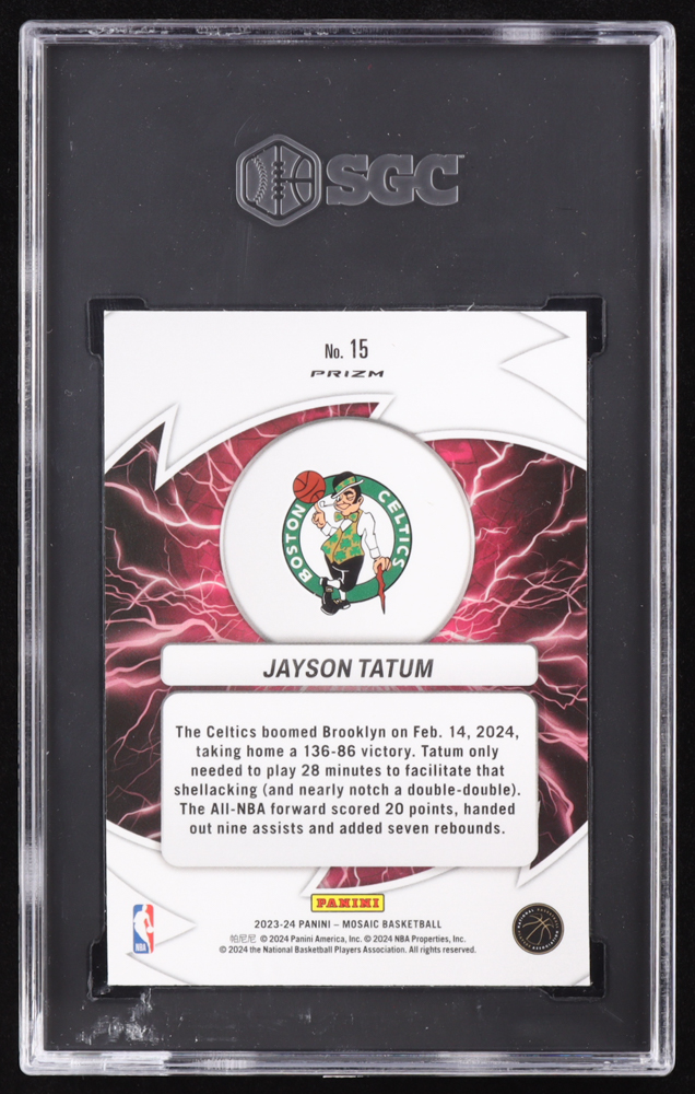 Anthony Edwards 2023-24 Panini Mosaic Thunder Road Mosaic Green #15 (SGC 10) at PristineAuction.com Anthony Edwards 2023-24 Panini Mosaic Thunder Road Mosaic Green #15 (SGC 10) at PristineAuction.com