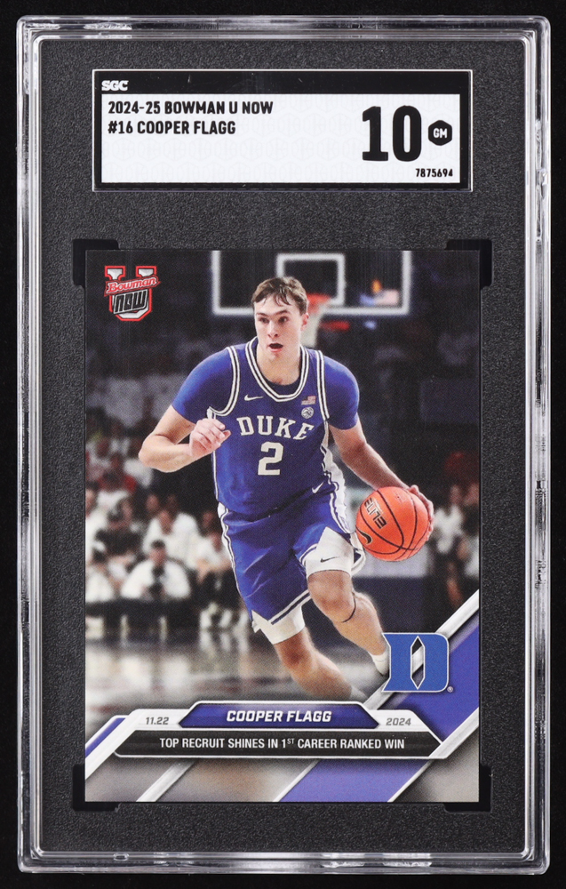 Cooper Flagg 2024-25 Bowman University Now #16 RC (SGC 10) at PristineAuction.com Cooper Flagg 2024-25 Bowman University Now #16 RC (SGC 10) at PristineAuction.com