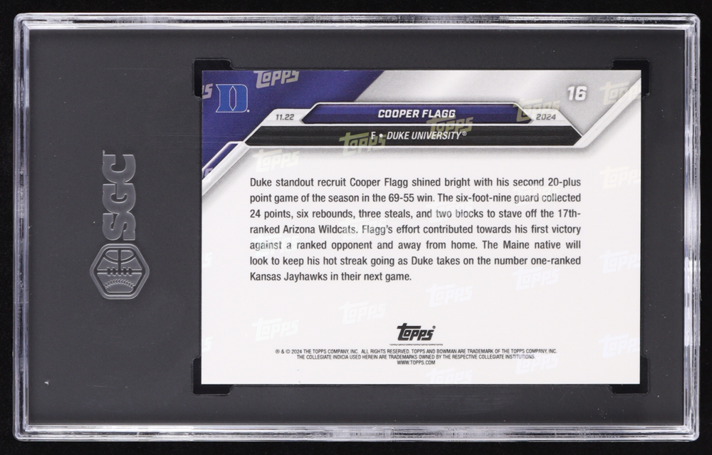 Cooper Flagg 2024-25 Bowman University Now #16 RC (SGC 10) at PristineAuction.com Cooper Flagg 2024-25 Bowman University Now #16 RC (SGC 10) at PristineAuction.com