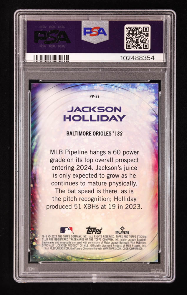 Jackson Holliday 2024 Stadium Club Power Packed #PP27 RC (PSA 10) at PristineAuction.com Jackson Holliday 2024 Stadium Club Power Packed #PP27 RC (PSA 10) at PristineAuction.com