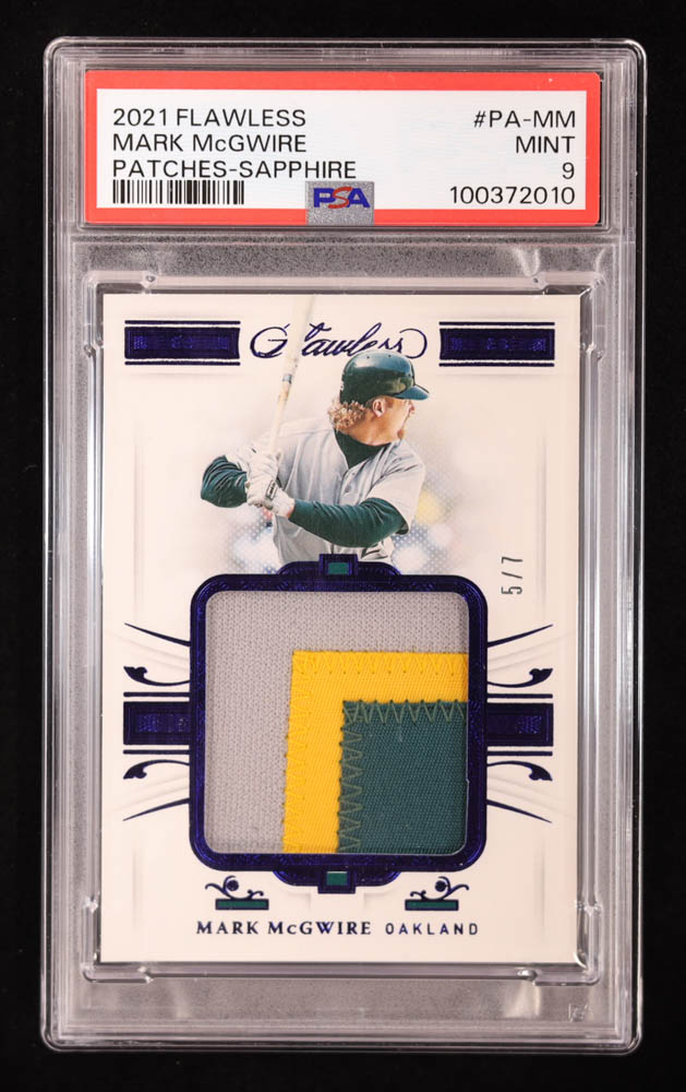 Mark McGwire 2021 Panini Flawless Patches Sapphire #19 #5/7 (PSA 9) at PristineAuction.com Mark McGwire 2021 Panini Flawless Patches Sapphire #19 #5/7 (PSA 9) at PristineAuction.com