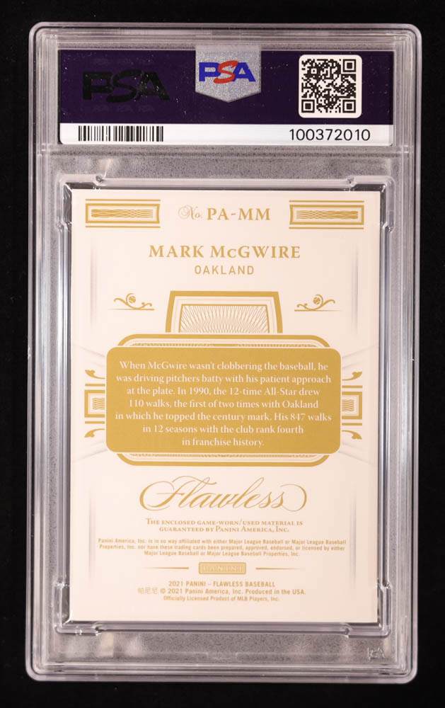 Mark McGwire 2021 Panini Flawless Patches Sapphire #19 #5/7 (PSA 9) at PristineAuction.com Mark McGwire 2021 Panini Flawless Patches Sapphire #19 #5/7 (PSA 9) at PristineAuction.com