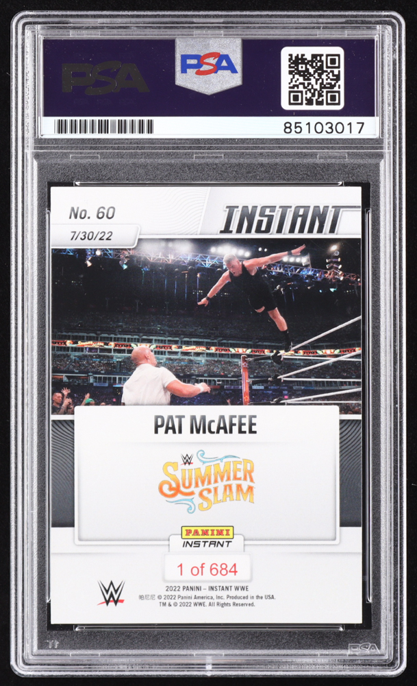 Pat McAfee Signed 2022 Panini Instant WWE #60 RC (PSA) at PristineAuction.com Pat McAfee Signed 2022 Panini Instant WWE #60 RC (PSA) at PristineAuction.com