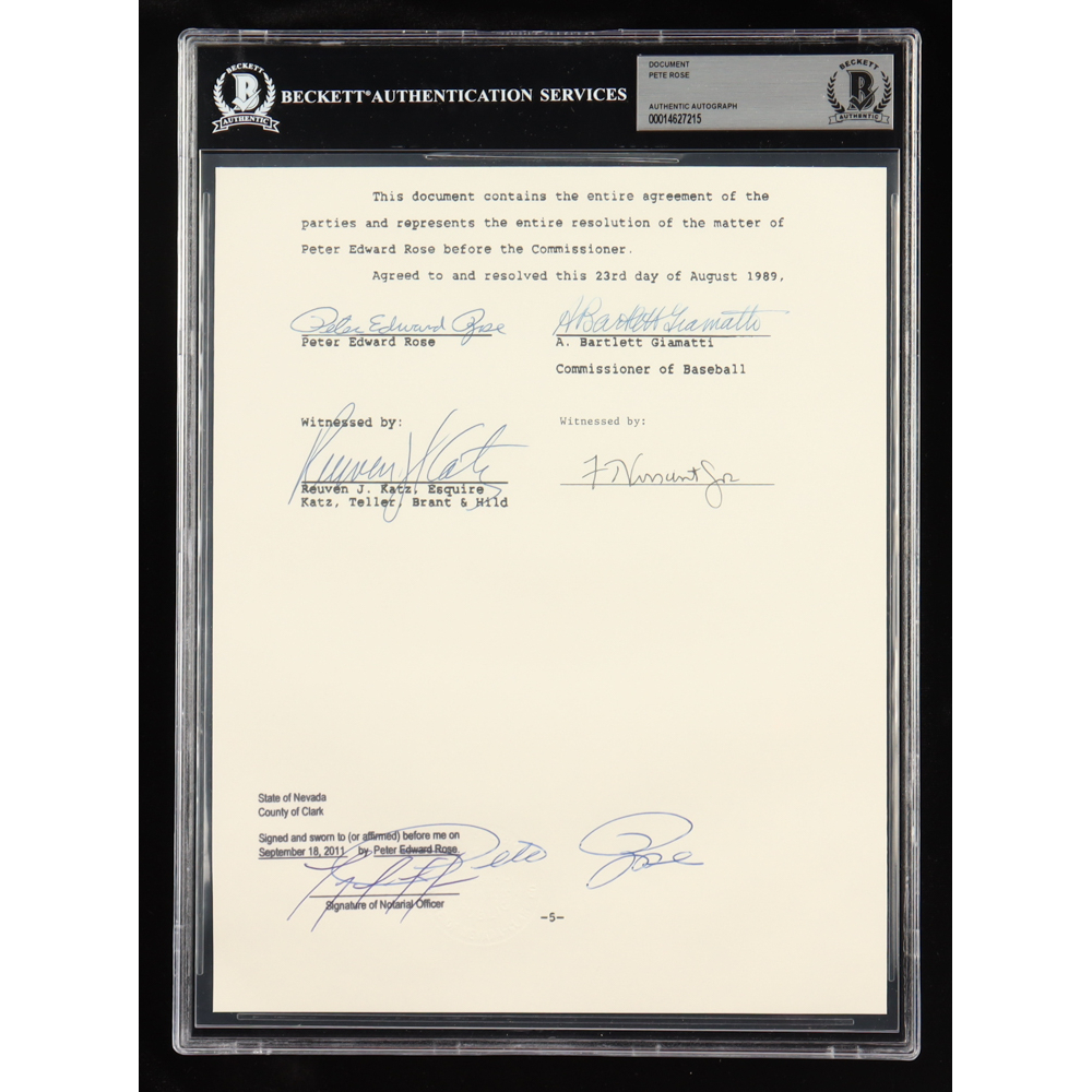 Pete Rose Signed "Banned from Baseball" Document (BAS) at PristineAuction.com
