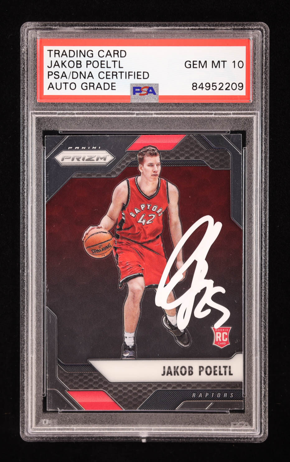 Jakob Poeltl Signed 2016-17 Panini Prizm #216 RC (PSA | Auto 10) at PristineAuction.com Jakob Poeltl Signed 2016-17 Panini Prizm #216 RC (PSA | Auto 10) at PristineAuction.com