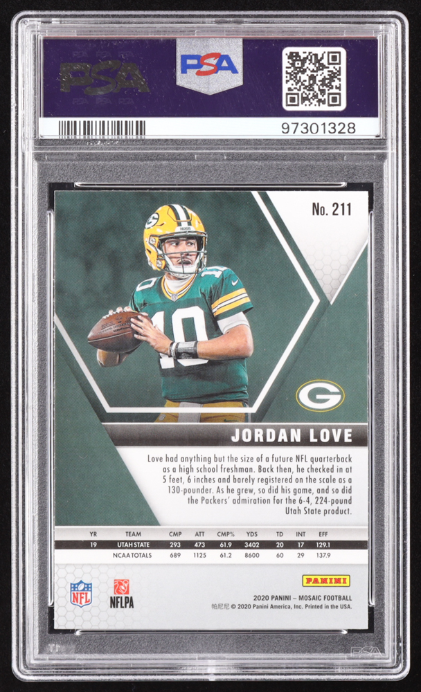Jordan Love 2020 Panini Mosaic #211 RC (PSA 10) at PristineAuction.com Jordan Love 2020 Panini Mosaic #211 RC (PSA 10) at PristineAuction.com