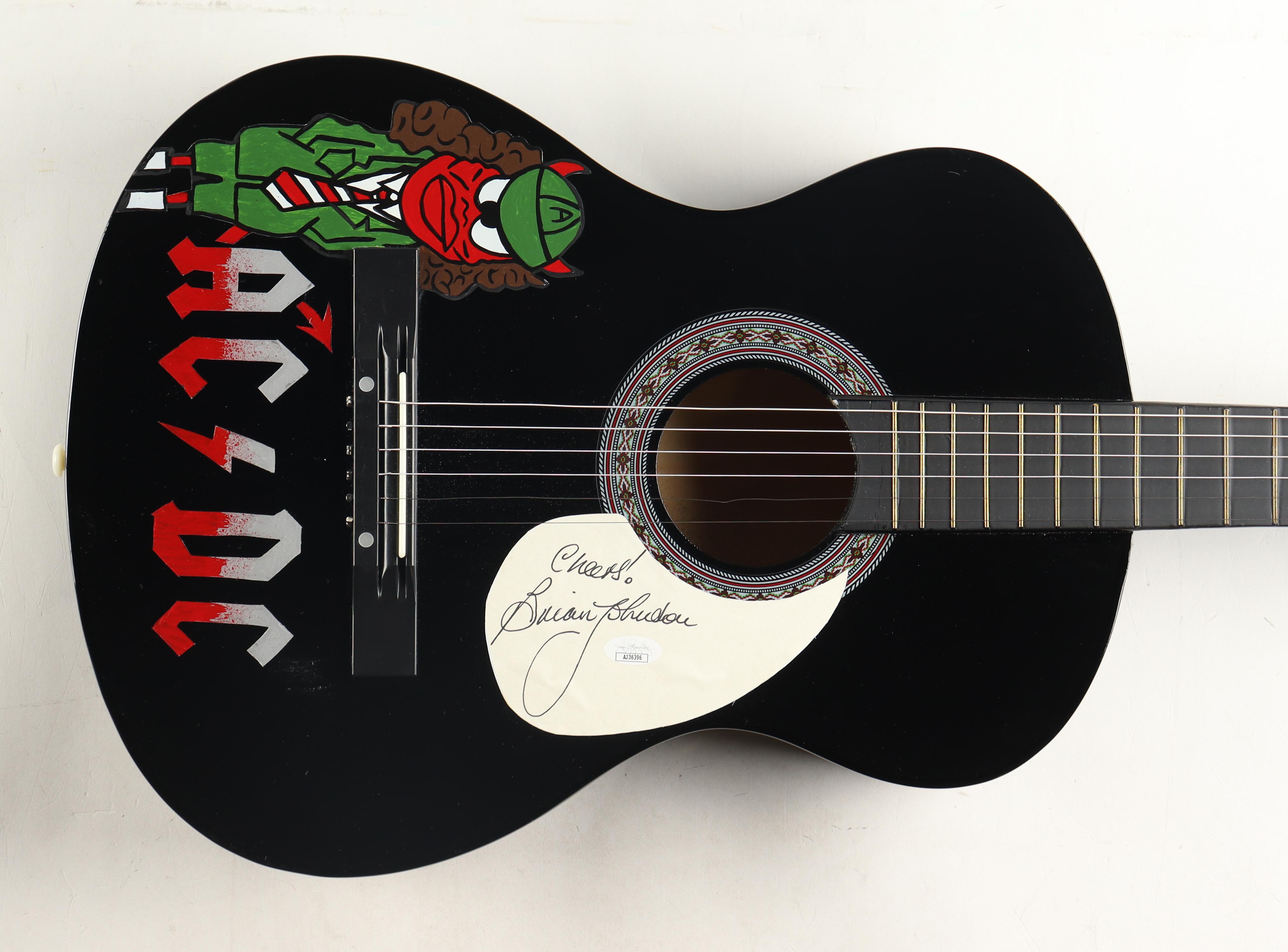 Brian Johnson Signed 38" Acoustic Guitar Inscribed "Cheers!" (JSA) at PristineAuction.com Brian Johnson Signed 38" Acoustic Guitar Inscribed "Cheers!" (JSA) at PristineAuction.com