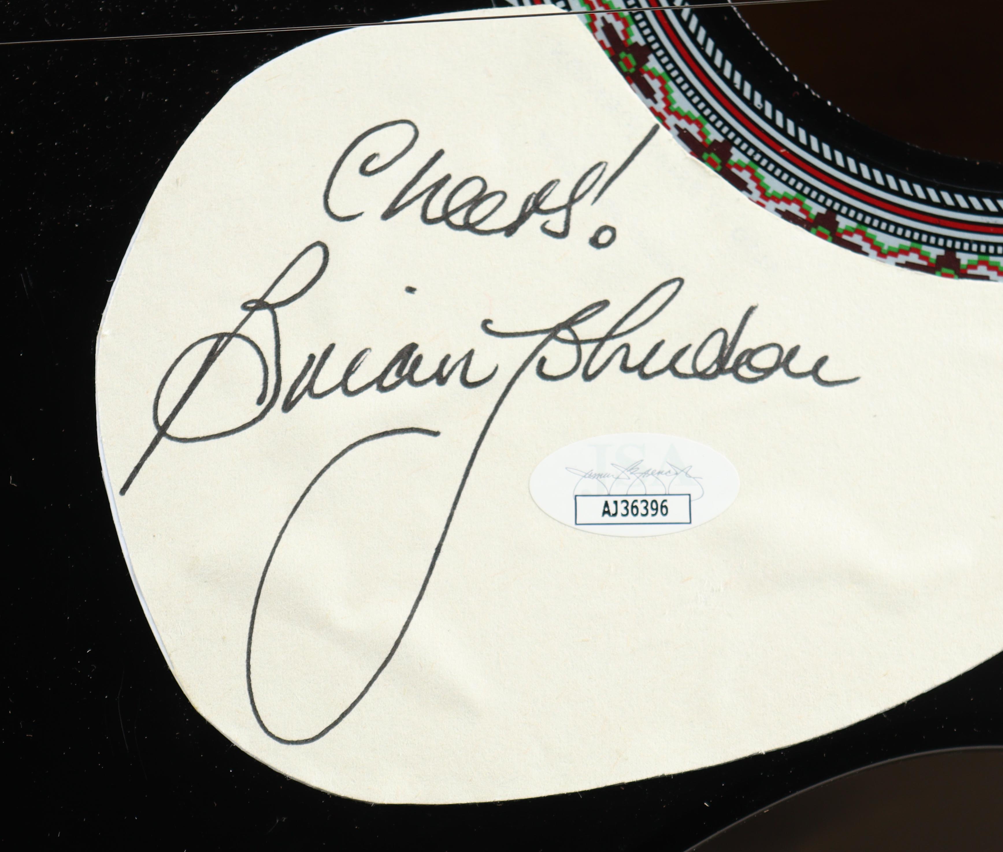 Brian Johnson Signed 38" Acoustic Guitar Inscribed "Cheers!" (JSA) at PristineAuction.com Brian Johnson Signed 38" Acoustic Guitar Inscribed "Cheers!" (JSA) at PristineAuction.com