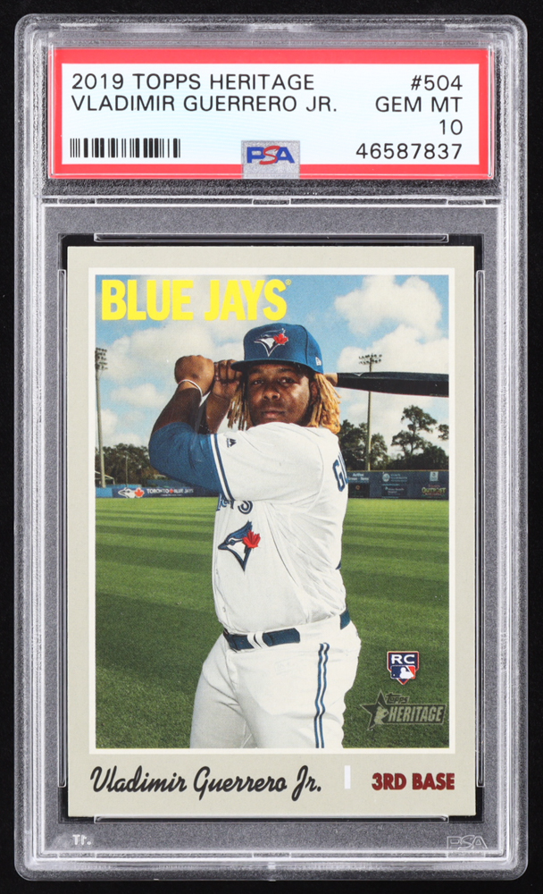 Vladimir Guerrero Jr. 2019 Topps Heritage #504 RC (PSA 10) at PristineAuction.com Vladimir Guerrero Jr. 2019 Topps Heritage #504 RC (PSA 10) at PristineAuction.com