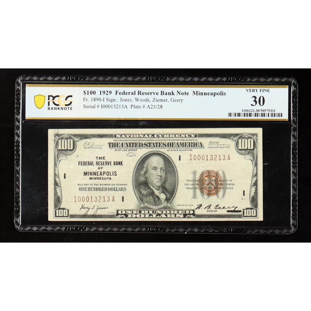 1929 U.S. $100 National Currency Note, Minneapolis - Fr.1890-I Signed ...