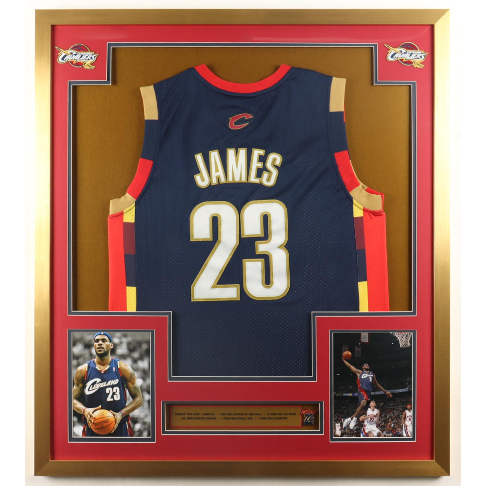 Lebron James Custom Framed Jersey Display With Cavs James Pin & (2 ...