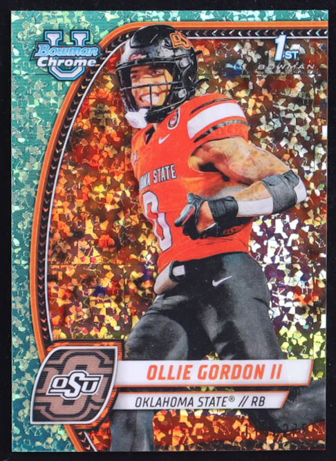 Ollie Gordon II 2024 Bowman Chrome University Aqua Mini Diamond Refractors #197 RC #116/275 at PristineAuction.com Ollie Gordon II 2024 Bowman Chrome University Aqua Mini Diamond Refractors #197 RC #116/275 at PristineAuction.com