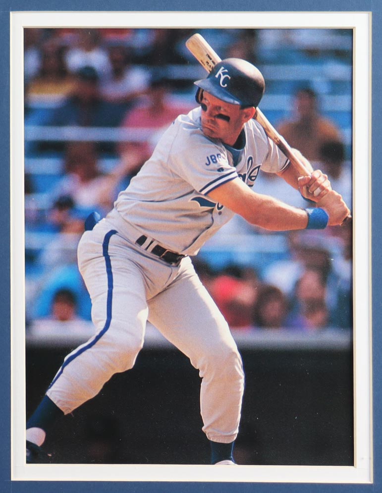 George Brett Signed Custom Framed Cut Display With Jersey, (2) Cloth team Logo Patches & World Series Gold Press Pin (PSA) at PristineAuction.com George Brett Signed Custom Framed Cut Display With Jersey, (2) Cloth team Logo Patches & World Series Gold Press Pin (PSA) at PristineAuction.com