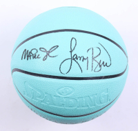 Magic Johnson & Larry Bird Signed Tiffany & Co X Basketball With Display Stand (Beckett & PSA) at PristineAuction.com