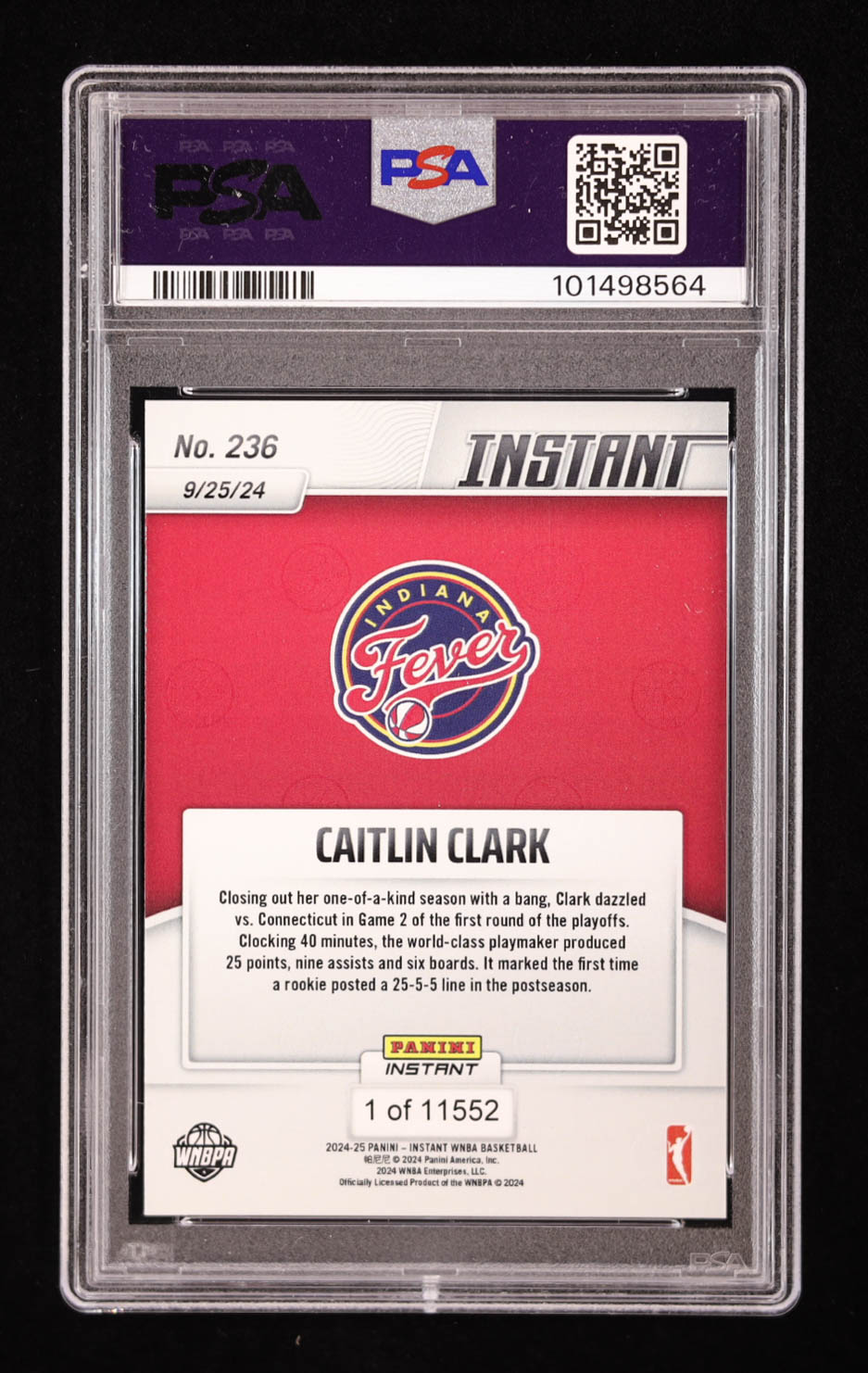 Caitlin Clark 2024 Panini Instant WNBA #236 RC (PSA 10) at PristineAuction.com Caitlin Clark 2024 Panini Instant WNBA #236 RC (PSA 10) at PristineAuction.com