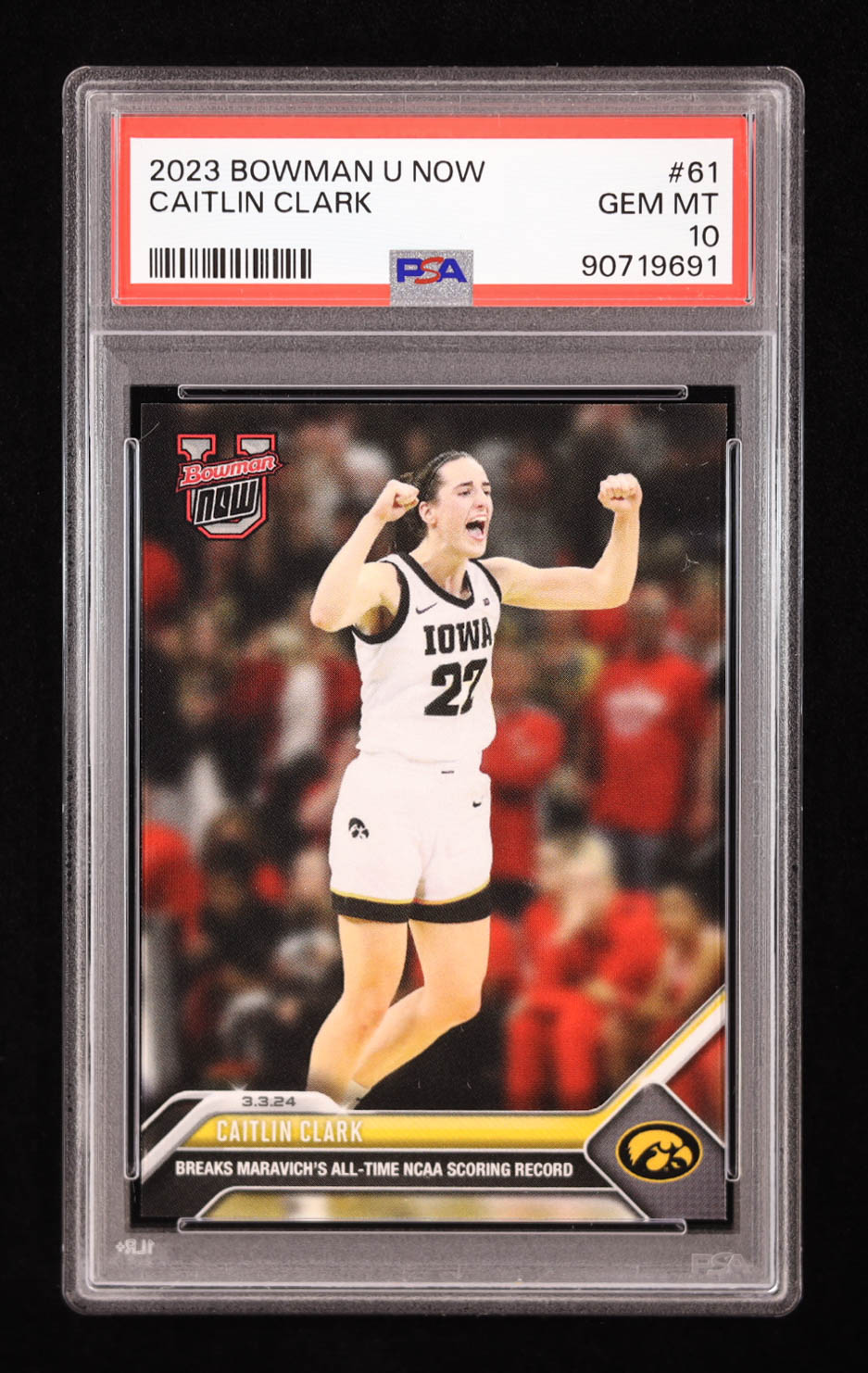 Caitlin Clark 2023-24 Bowman University Now #61 RC (PSA 10) at PristineAuction.com Caitlin Clark 2023-24 Bowman University Now #61 RC (PSA 10) at PristineAuction.com