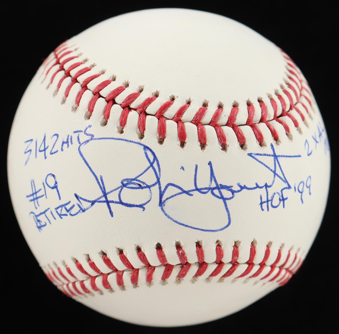 Robin Yount Signed OML Baseball Inscribed "HOF '99", "3142 Hits", "#19 Retired" & "2x AL MVP" (Beckett) at PristineAuction.com Robin Yount Signed OML Baseball Inscribed "HOF '99", "3142 Hits", "#19 Retired" & "2x AL MVP" (Beckett) at PristineAuction.com