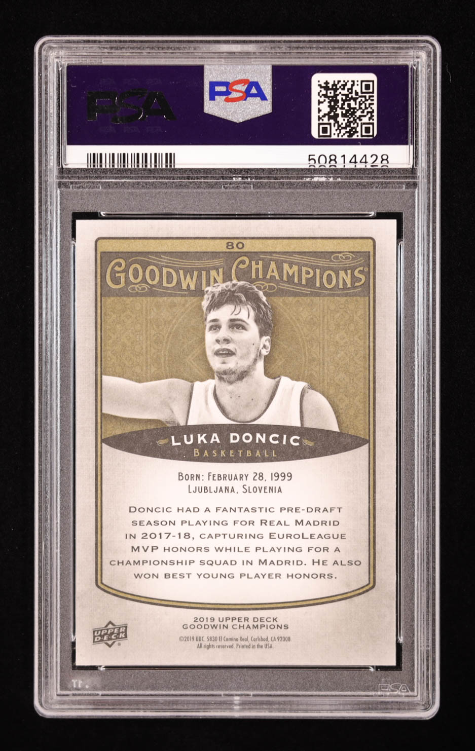 Luka Doncic 2019 Upper Deck Goodwin Champions Blank Back #80 (PSA 10) at PristineAuction.com Luka Doncic 2019 Upper Deck Goodwin Champions Blank Back #80 (PSA 10) at PristineAuction.com