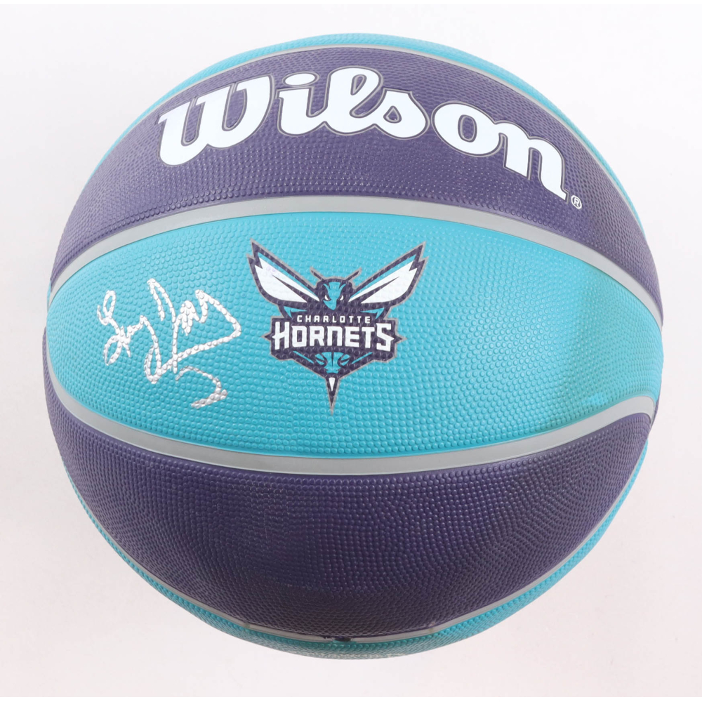 Larry Johnson Signed Hornets Logo Basketball (Beckett & All World Memorabilia) at PristineAuction.com