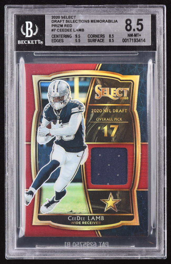 CeeDee Lamb 2020 Select Draft Selections Memorabilia Prizm Red #7 RC (BGS 8.5) at PristineAuction.com CeeDee Lamb 2020 Select Draft Selections Memorabilia Prizm Red #7 RC (BGS 8.5) at PristineAuction.com