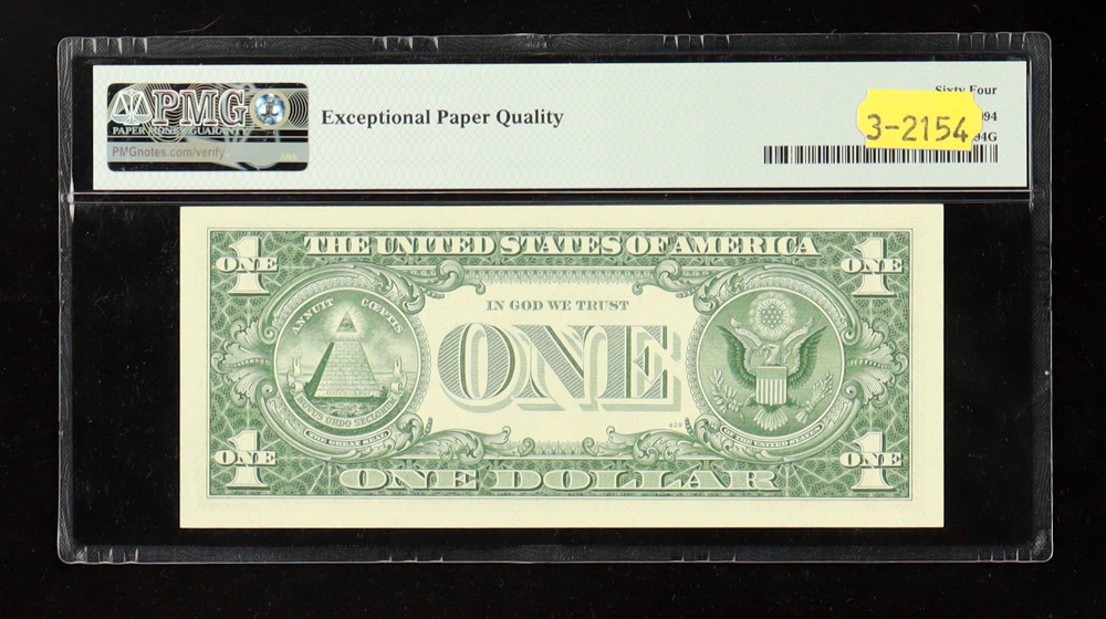 1957-B U.S. $1 Silver Certificate, Blue Seal - Fr#1621 (SA Block) Signed: Granahan / Dillon (PMG CHOICE UNCIRCULATED 64 EPQ) at PristineAuction.com 1957-B U.S. $1 Silver Certificate, Blue Seal - Fr#1621 (SA Block) Signed: Granahan / Dillon (PMG CHOICE UNCIRCULATED 64 EPQ) at PristineAuction.com