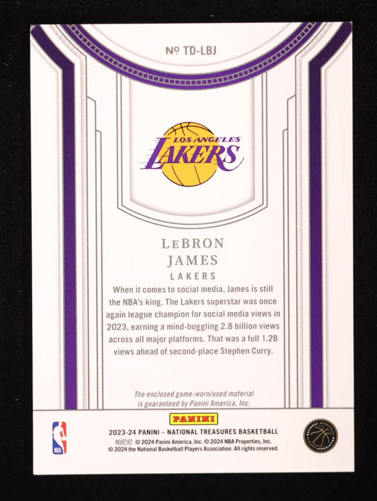 LeBron James 2023-24 Panini National Treasures Treasured Threads #6 #78/99 at PristineAuction.com LeBron James 2023-24 Panini National Treasures Treasured Threads #6 #78/99 at PristineAuction.com