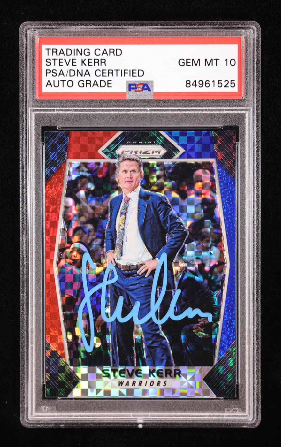 Steve Kerr Signed 2017-18 Panini Prizm Prizms Red, White & Blue Prizm #50 (PSA | Auto Grade 10) at PristineAuction.com Steve Kerr Signed 2017-18 Panini Prizm Prizms Red, White & Blue Prizm #50 (PSA | Auto Grade 10) at PristineAuction.com