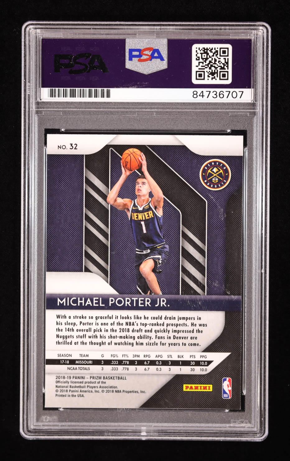Michael Porter Jr. Signed 2018-19 Panini Prizm #32 RC (PSA | Auto Grade 10) at PristineAuction.com Michael Porter Jr. Signed 2018-19 Panini Prizm #32 RC (PSA | Auto Grade 10) at PristineAuction.com