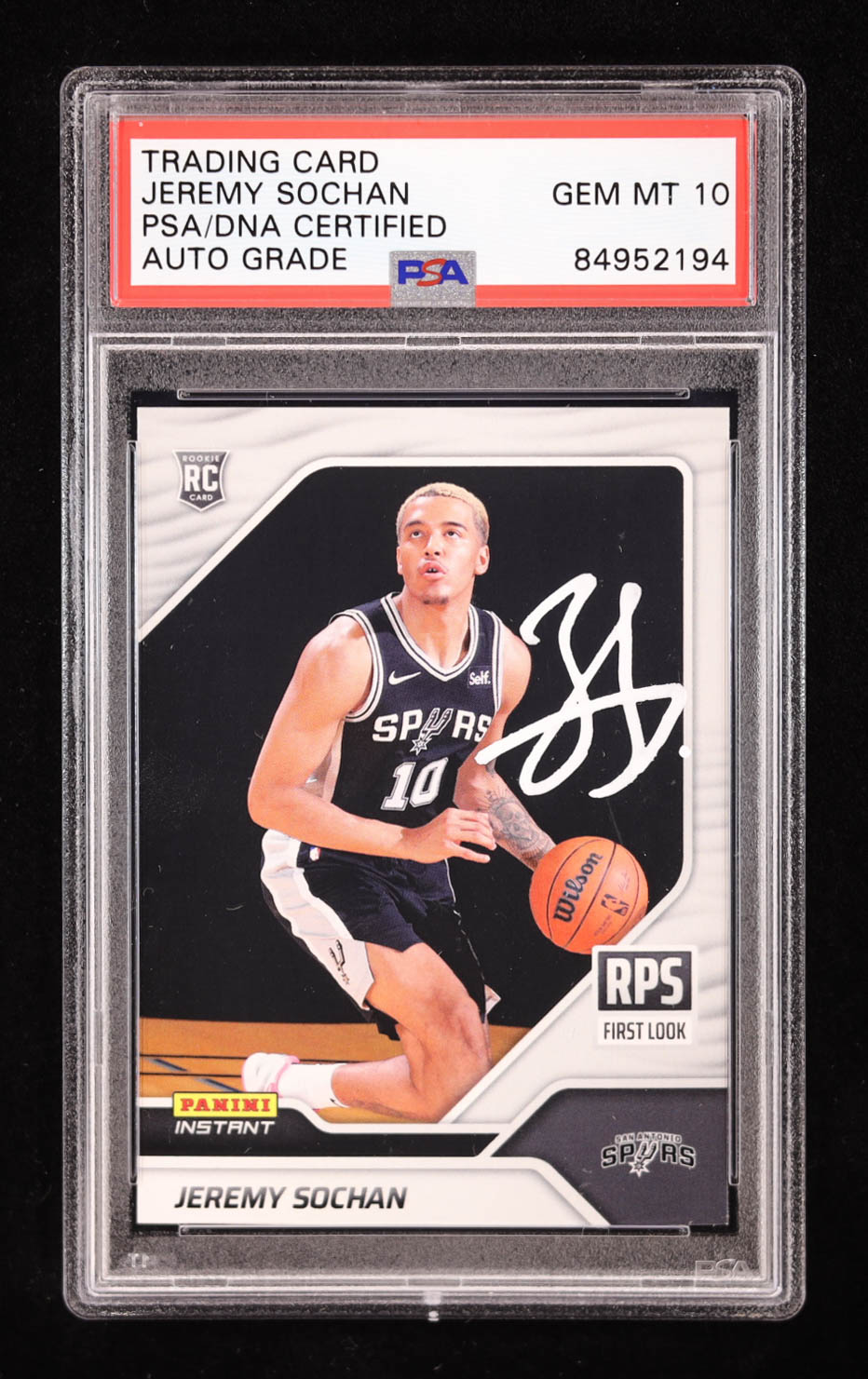 Jeremy Sochan Signed 2022-23 Panini Instant RPS First Look #RPS8 RC (PSA | Auto 10) at PristineAuction.com Jeremy Sochan Signed 2022-23 Panini Instant RPS First Look #RPS8 RC (PSA | Auto 10) at PristineAuction.com