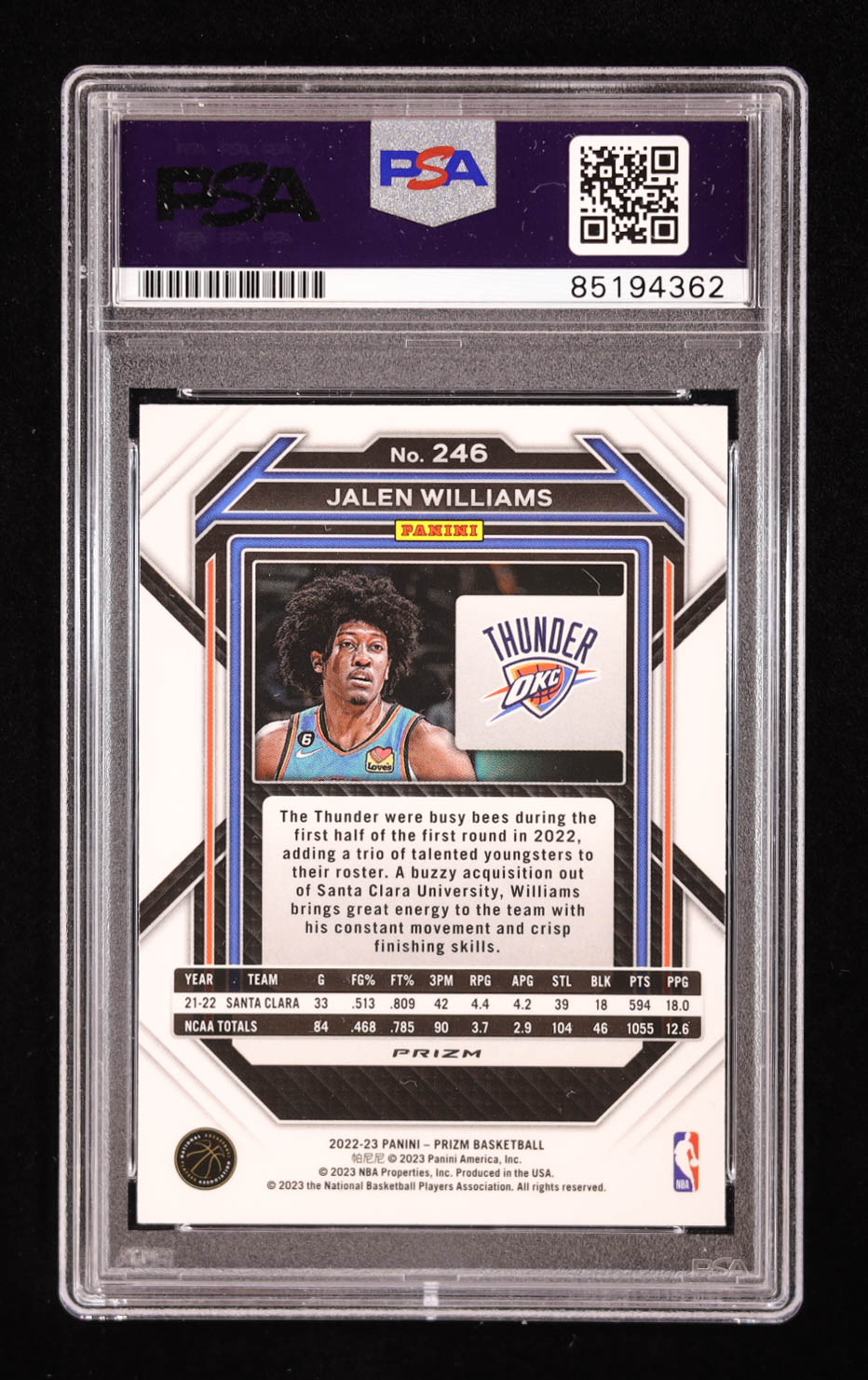 Jalen Williams Signed 2022 Panini Prizm Red Ice #246 RC (PSA) at PristineAuction.com Jalen Williams Signed 2022 Panini Prizm Red Ice #246 RC (PSA) at PristineAuction.com