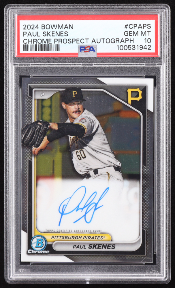 Paul Skenes 2024 Bowman Chrome Prospect Autographs #CPAPS RC (PSA 10) at PristineAuction.com Paul Skenes 2024 Bowman Chrome Prospect Autographs #CPAPS RC (PSA 10) at PristineAuction.com
