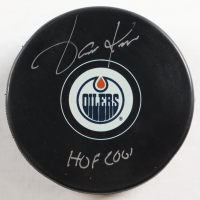 Jari Kurri Signed Oilers Logo Hockey Puck Inscribed "HOF 2001" (Schwartz) at PristineAuction.com