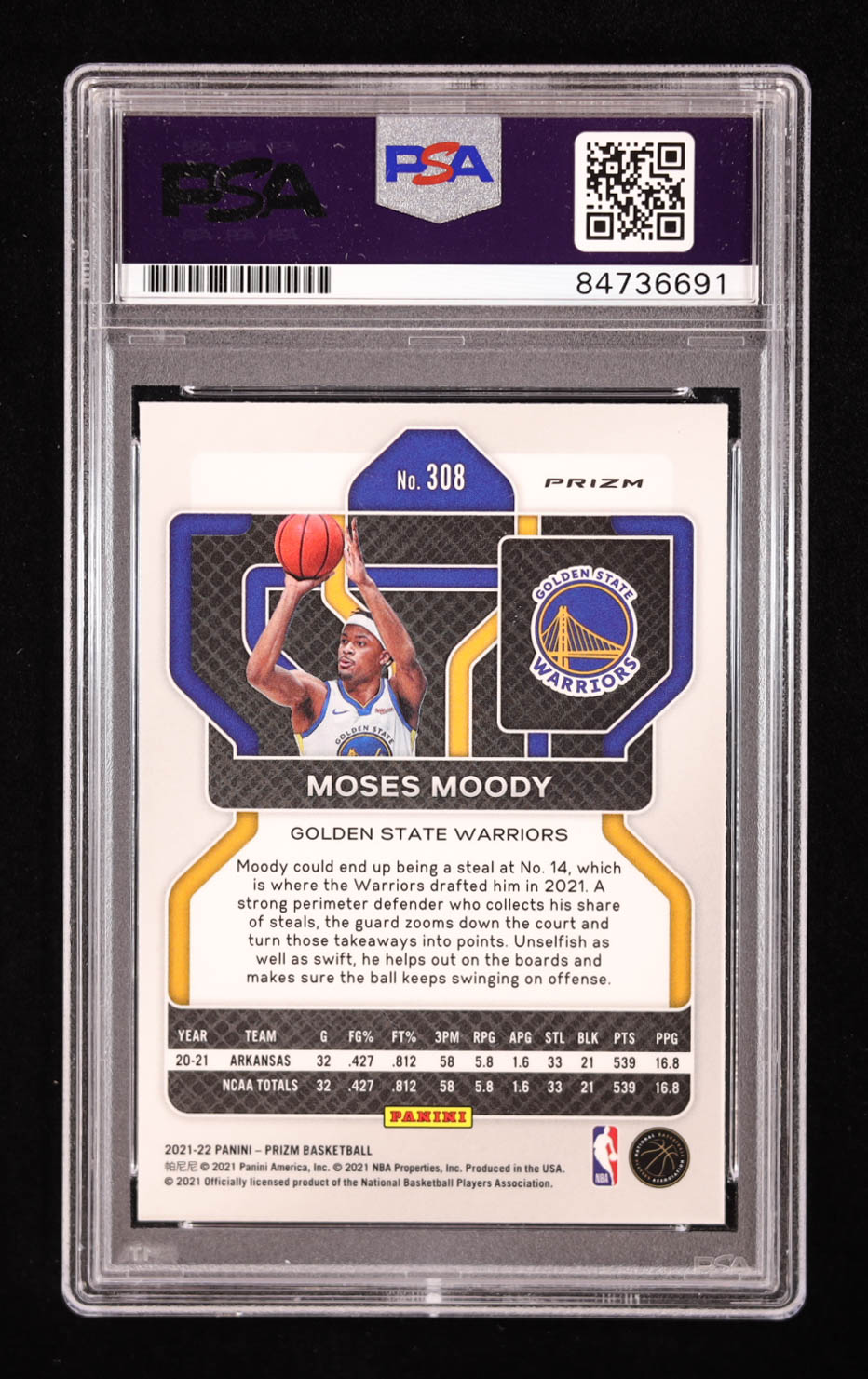 Moses Moody Signed 2021-22 Panini Prizm Ice Prizm #308 RC (PSA | Auto 10) at PristineAuction.com Moses Moody Signed 2021-22 Panini Prizm Ice Prizm #308 RC (PSA | Auto 10) at PristineAuction.com