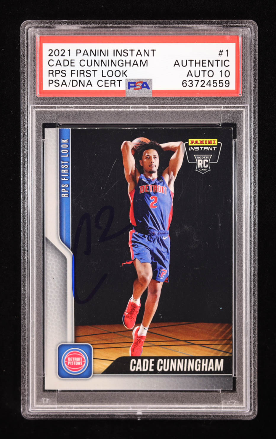 Cade Cunningham Signed 2021-22 Panini Instant RPS First Look #1 RC (PSA | Auto 10) at PristineAuction.com Cade Cunningham Signed 2021-22 Panini Instant RPS First Look #1 RC (PSA | Auto 10) at PristineAuction.com