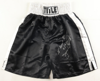 James "Buster" Douglas Signed Boxing Trunks Inscribed "I Beat Iron Mike 2-11-90" (Schwartz) at PristineAuction.com